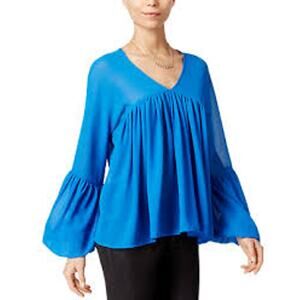 NWT Fair Child Women's Pleated Babydoll Bell-Sleeve Blouse Size S/M - QUICK SHIP
